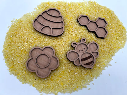 Biene | Personalisierte Sensory Tray Schalen aus Holz | Montessori inspiriertes Spielzeug | Sensorik-Spiel für IKEA Flisat/Trofast | Holzspielzeug