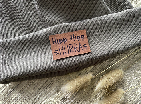 Leather label ''Hipp Hipp HURRA''