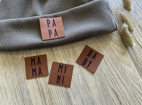 Lederlabel ''PAPA/MAMA/MINI/BABY''