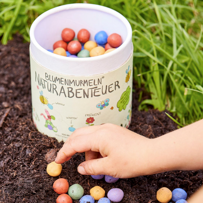 Flower marbles nature adventure, tin of 100 | DIY kit 