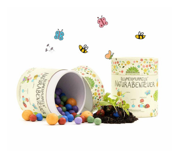 Flower marbles nature adventure, tin of 100 | DIY kit 