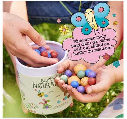 Flower marbles nature adventure, tin of 100 | DIY kit 