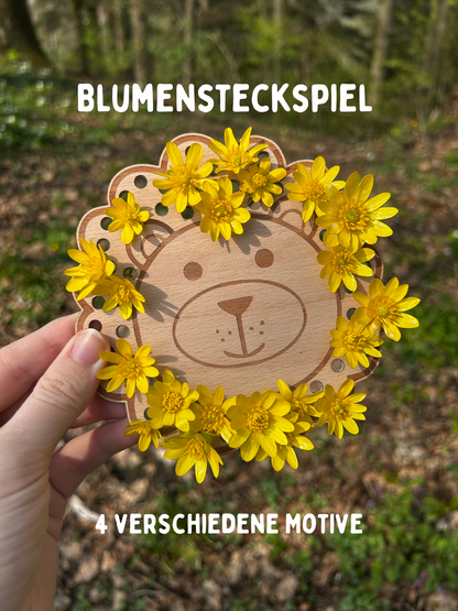 Blumen Steckspiel aus Holz – Montessori Motorikspiel für Kinder – Geschenkidee Naturspielzeug