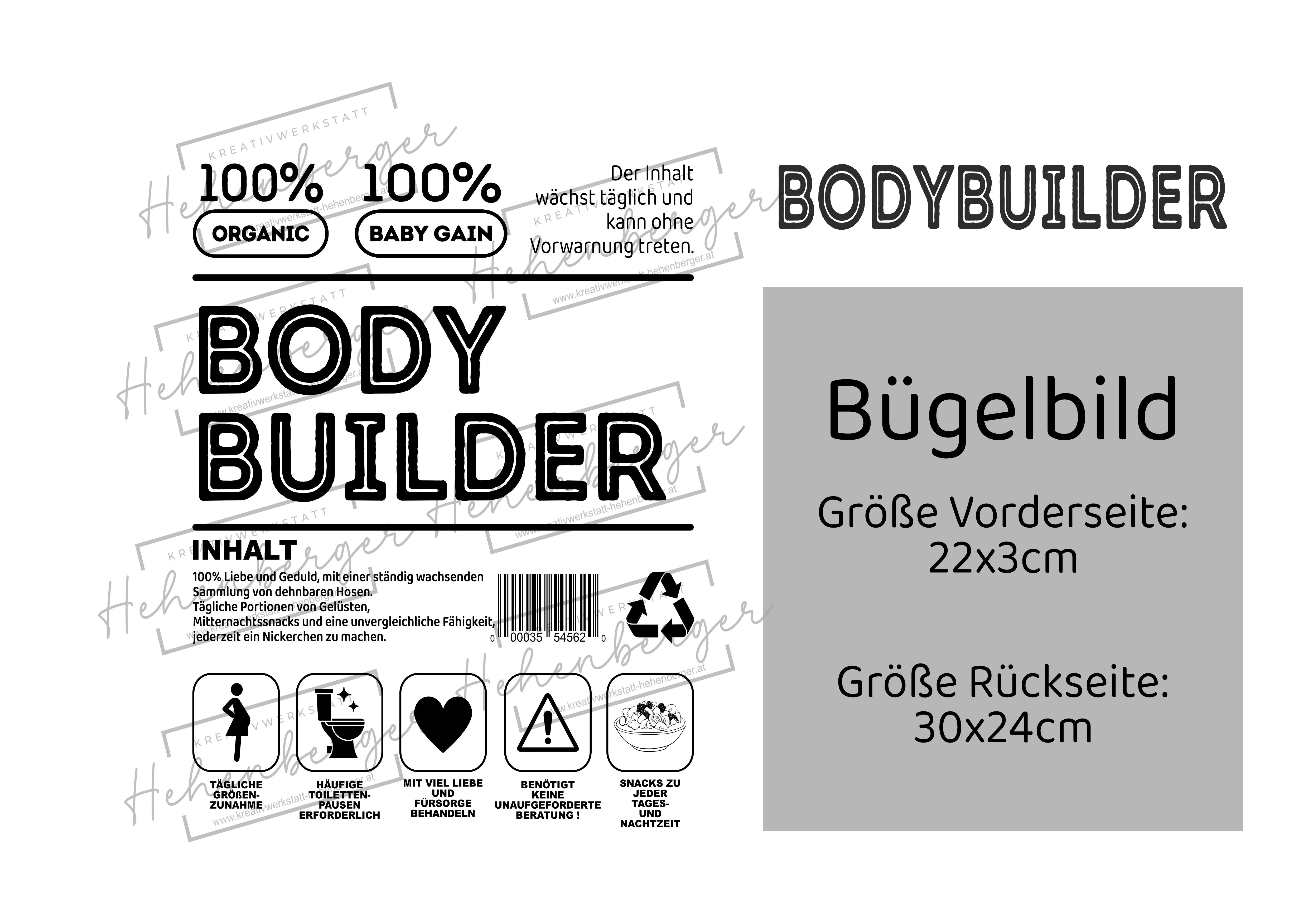 BODYBUILDER | T-Shirt & Bügelbild | Schwangerschaftsverkündung