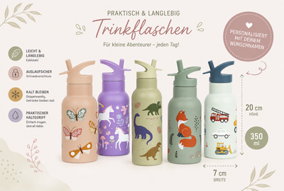 Personalisierte Edelstahl-Trinkflasche mit Name
