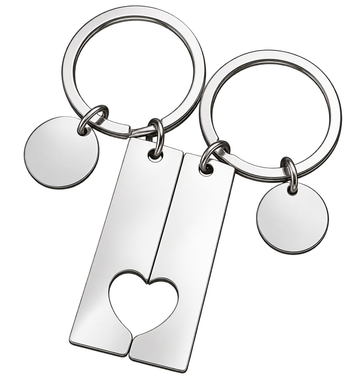 Partner-Schlüsselanhänger 2er-Set mit Herz | Silber