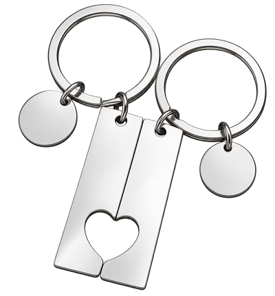 Partner-Schlüsselanhänger 2er-Set mit Herz | Silber