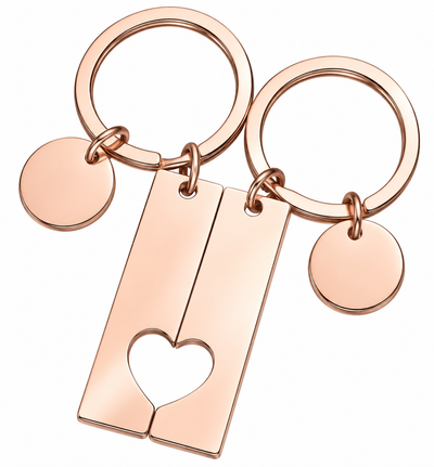 Partner-Schlüsselanhänger 2er-Set mit Herz | Rosegold
