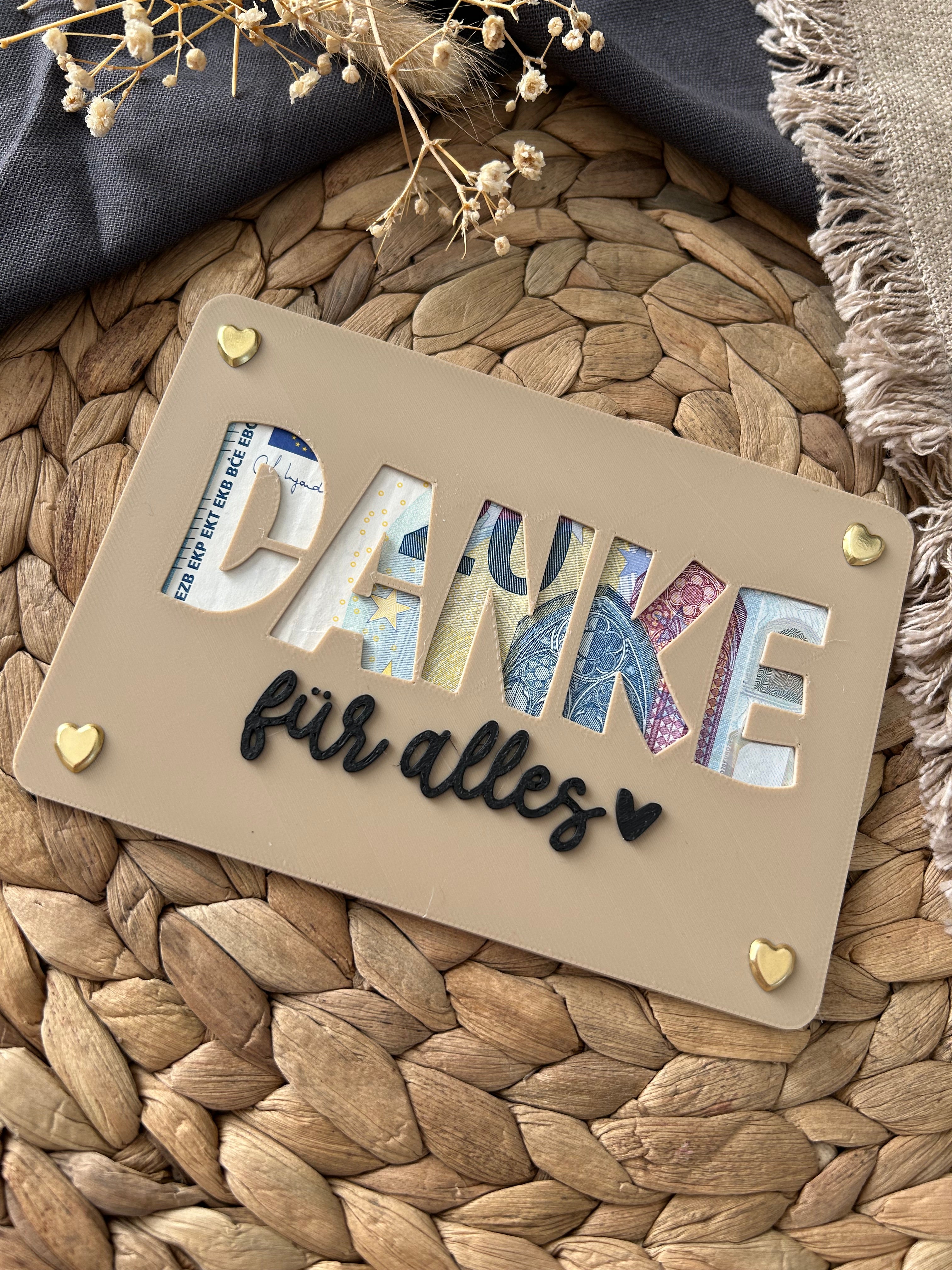 Geldgeschenk Karte - Kreative Verpackung für Geldgeschenke - Finanzspritze, Dankeschön & Geschenkidee Danke für alles