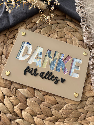 Geldgeschenk Karte - Kreative Verpackung für Geldgeschenke - Finanzspritze, Dankeschön & Geschenkidee Danke für alles