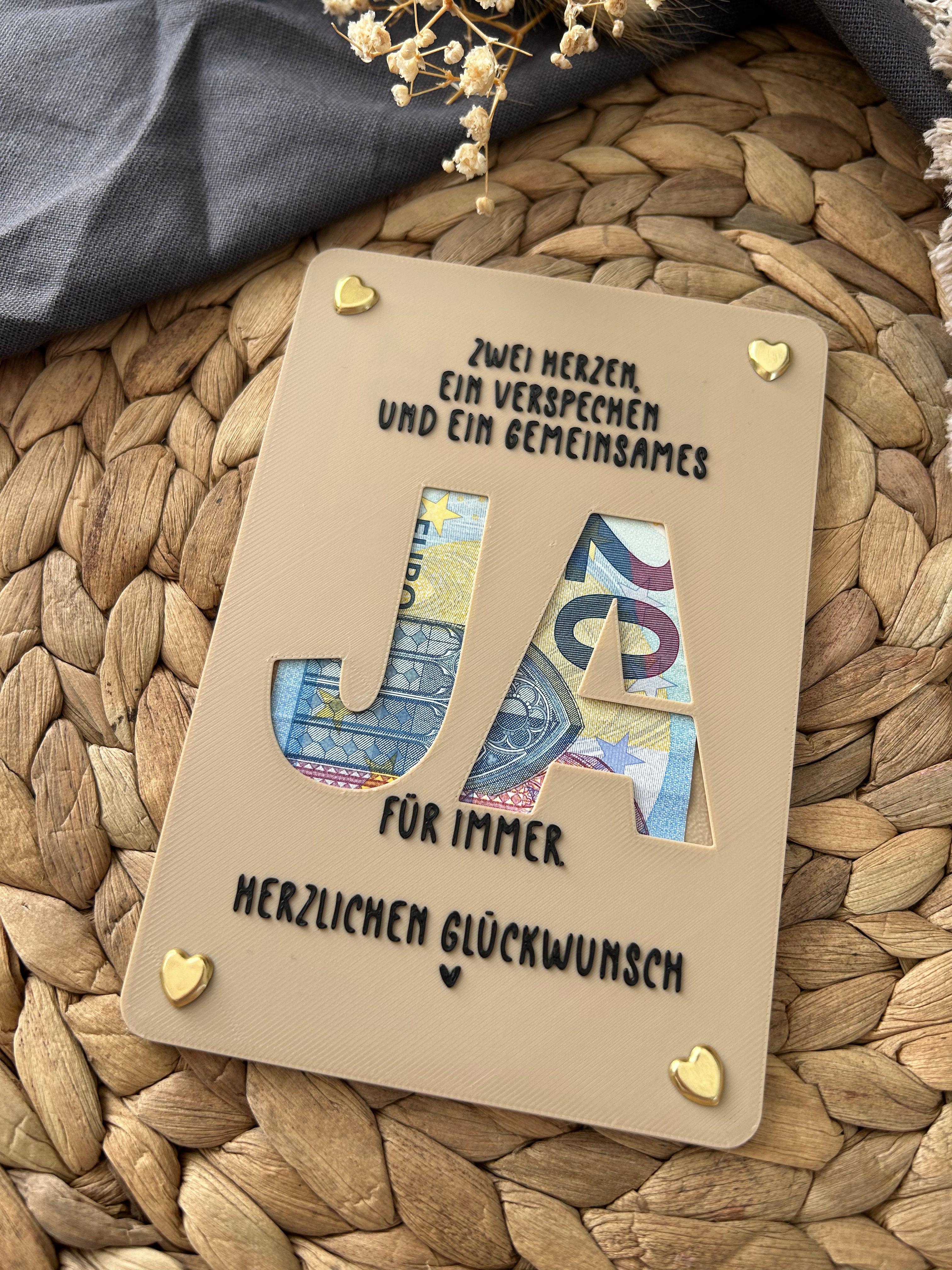 Geldgeschenk Hochzeit - Geldgeschenkkarte für das Brautpaar - Kreative Geschenkidee zur Hochzeit JA