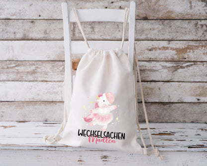 Wechselkleidung Beutel mit Name – Stofftasche Kita & Kindergarten | Einhorn