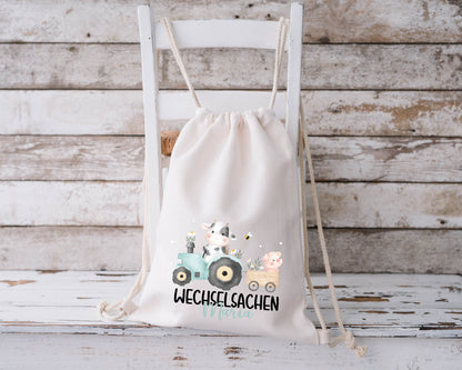 Wechselkleidung Beutel mit Name – Stofftasche Kita & Kindergarten | Farm