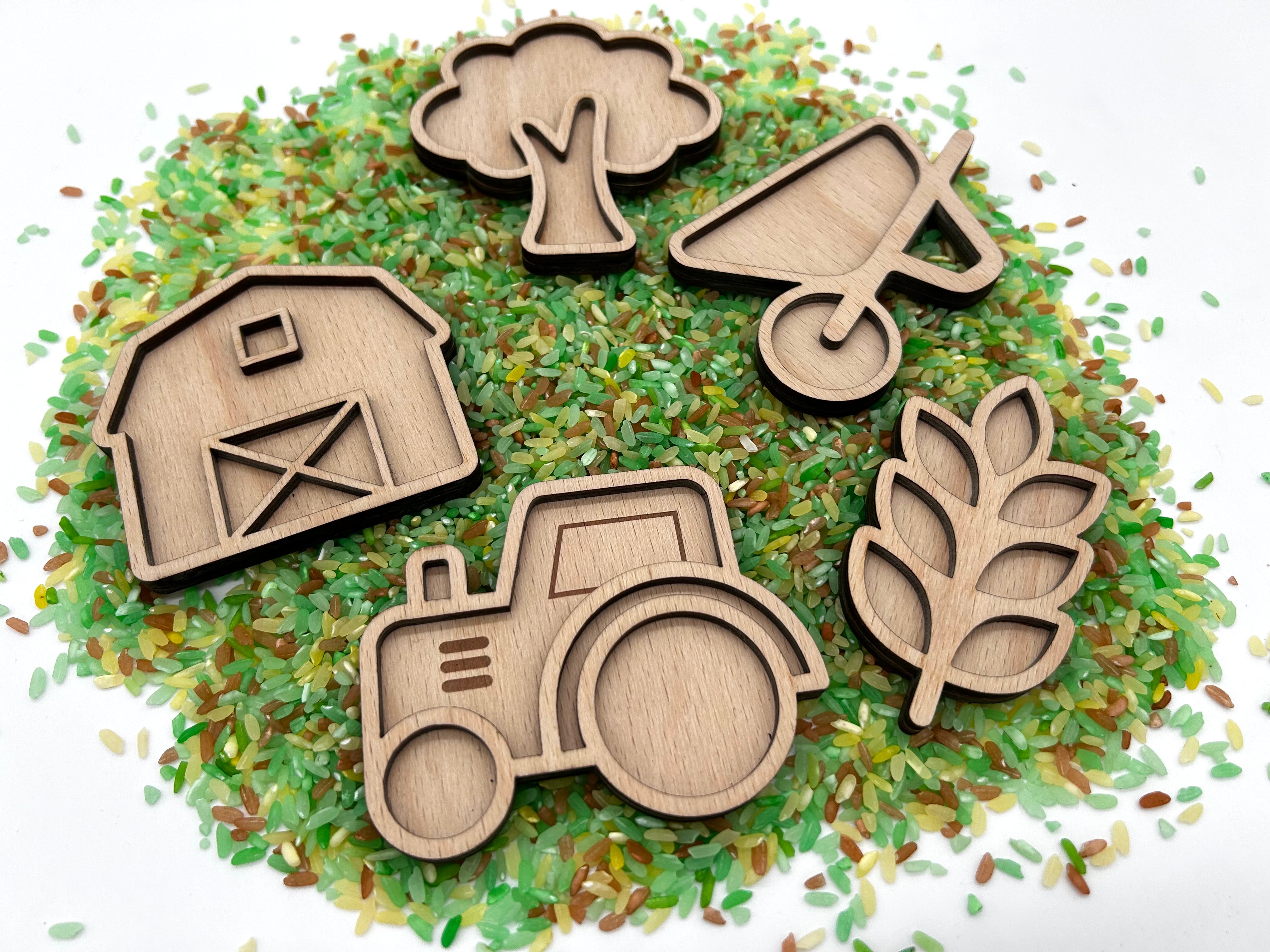 Bauernhof | Personalisierte Sensory Tray Schalen aus Holz | Montessori inspiriertes Spielzeug | Sensorik-Spiel für IKEA Flisat/Trofast | Holzspielzeug