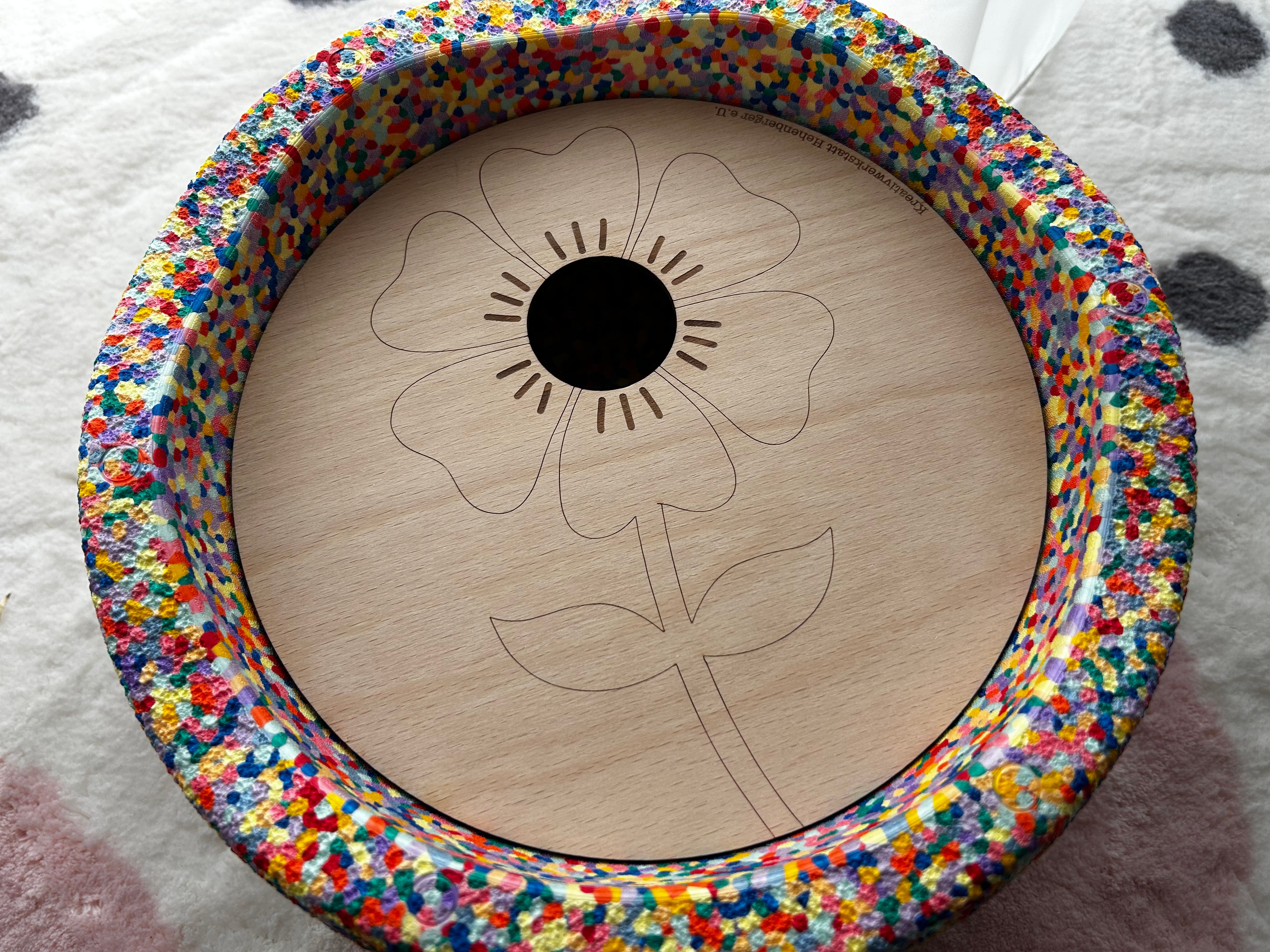 Blume | Aktivitätsplatte kompatibel mit Stapelstein® – Montessori inspiriertes Spielzeug aus Holz – Motorikspiel & Rollenspiel Zubehör – Kinder Lernspielzeug