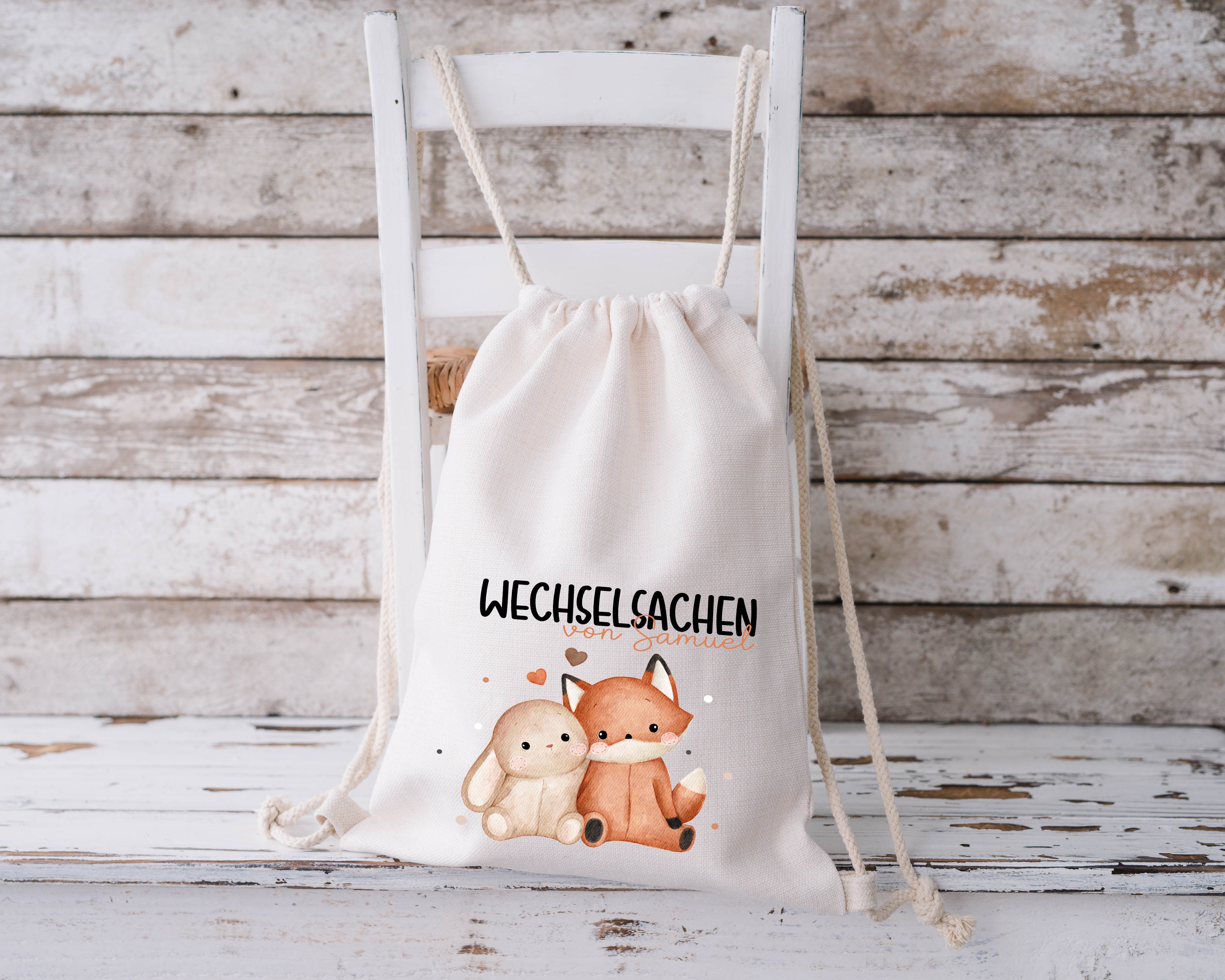 Wechselkleidung Beutel mit Name – Stofftasche Kita & Kindergarten | Fuchs