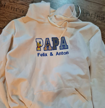 Personalisierte Mama- und Papa-Pullover bestickt mit Babykleidung