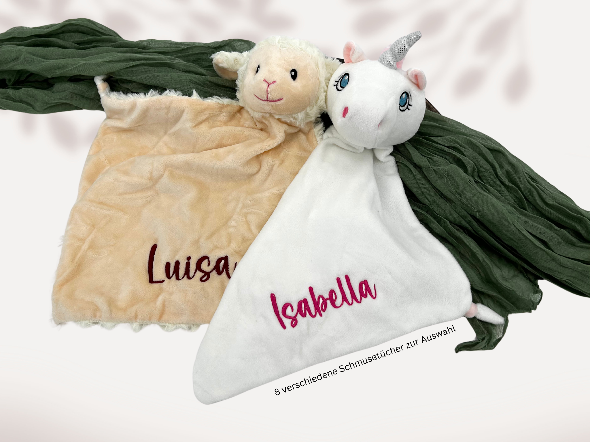 Personalisierte Schmusetuch mit Namen – Kuscheltier Schnuffeltuch Baby – Geschenk zur Geburt oder Taufe