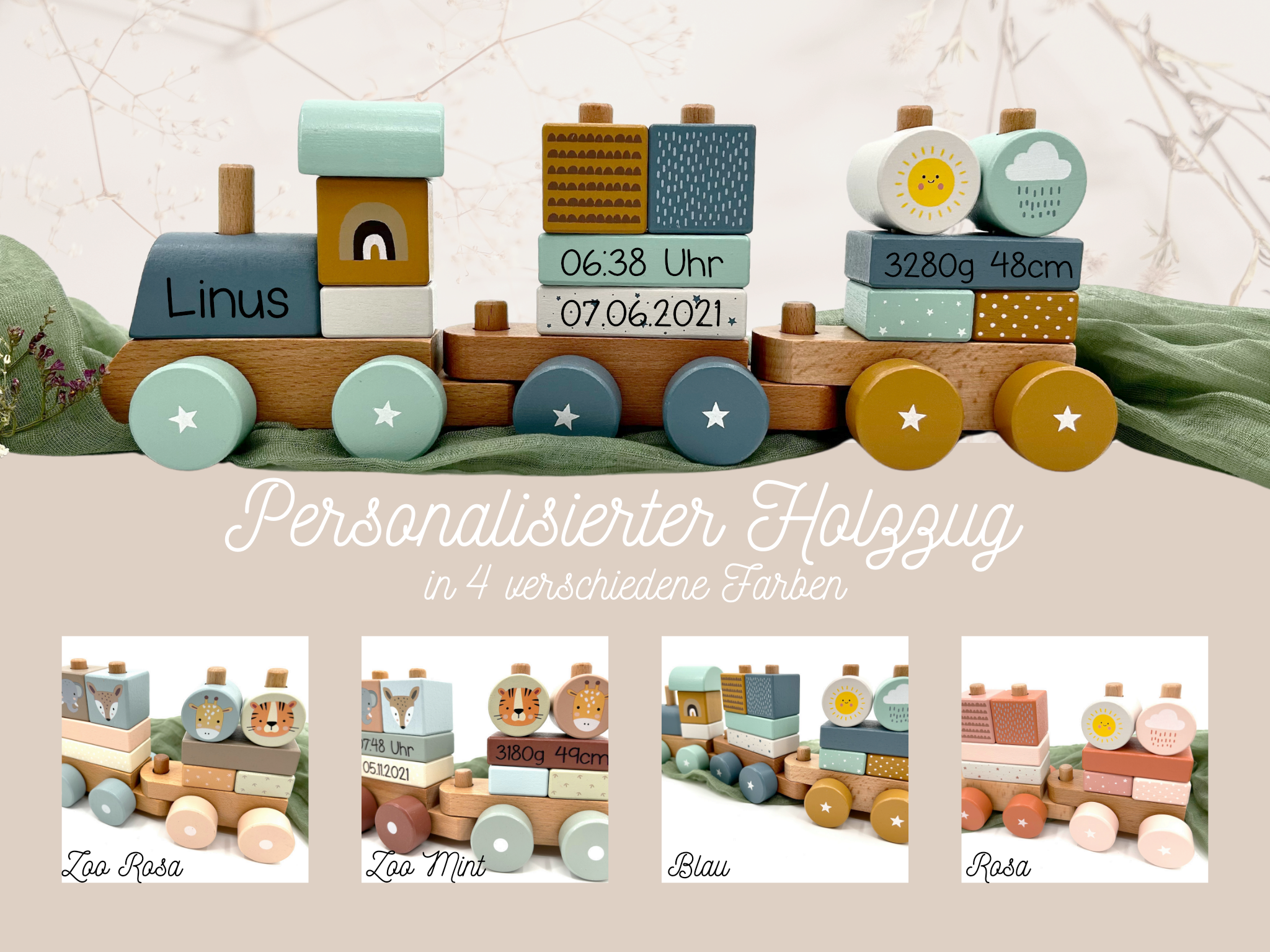 Birth Train Blue | Baby/Children's Wooden Train