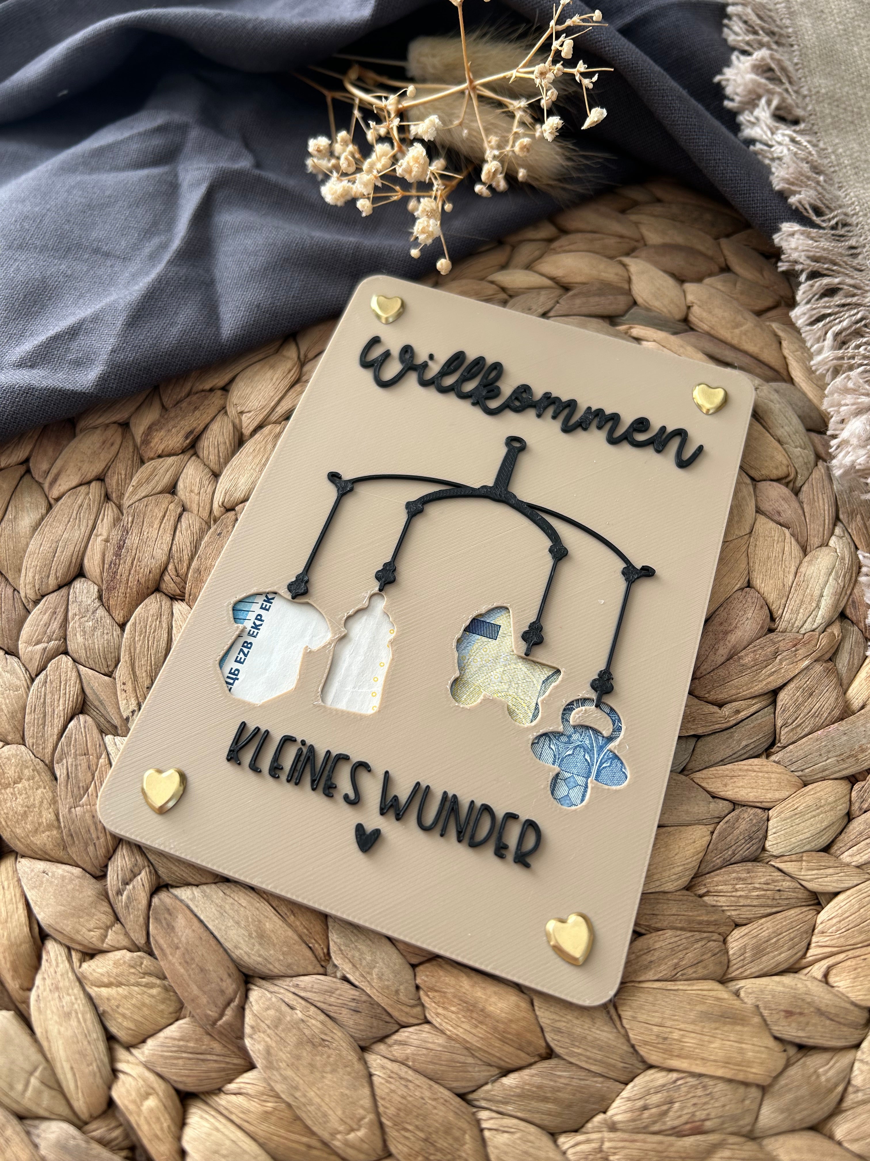Geldgeschenk zur Geburt - Geldgeschenkkarte Baby - Kreative Geschenkidee für frischgebackene Eltern Baby Mobile