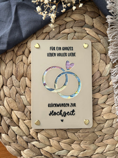 Geldgeschenk Hochzeit - Geldgeschenkkarte für das Brautpaar - Kreative Geschenkidee zur Hochzeit Ringe
