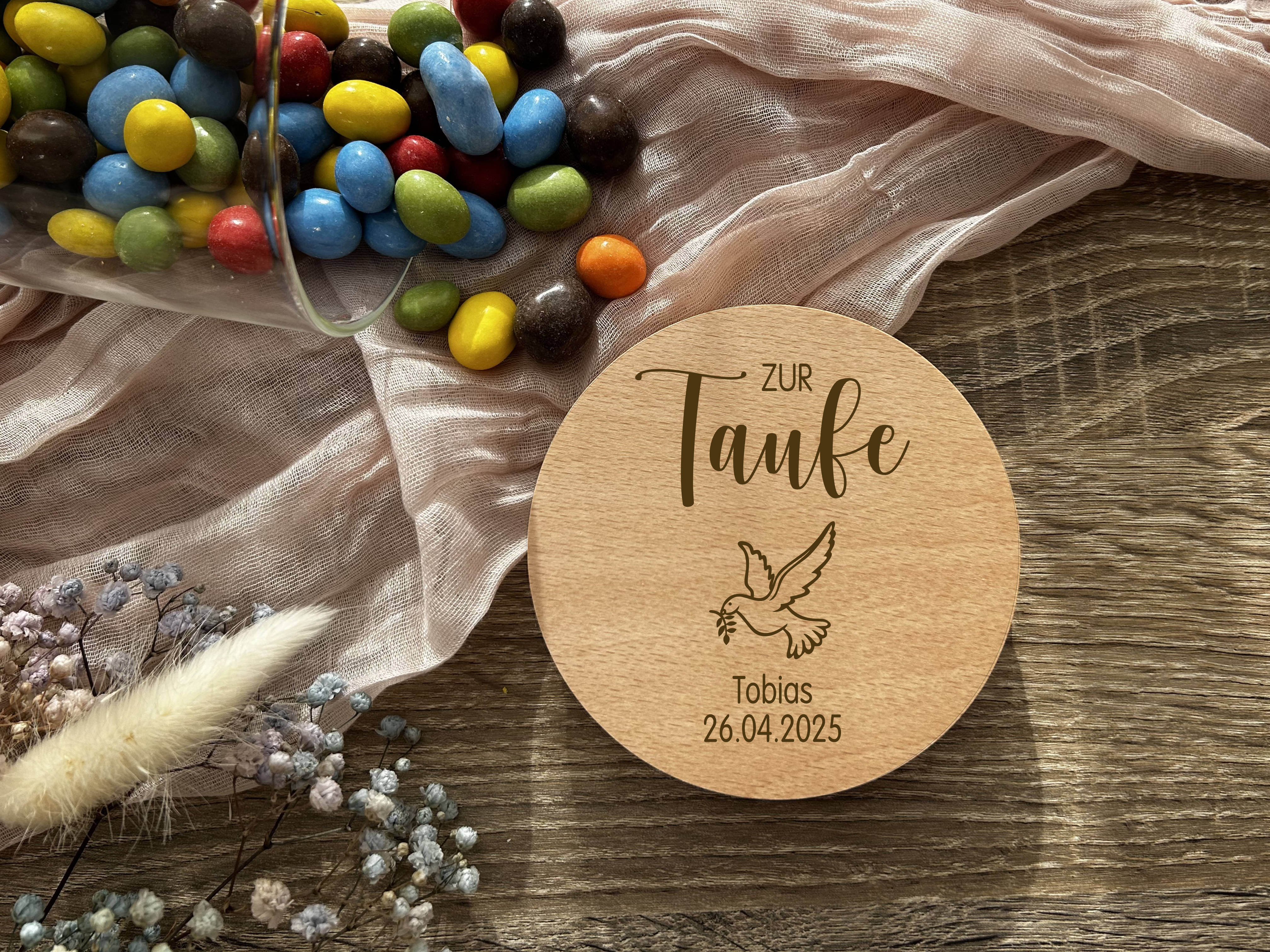 Taube | Personalisiertes Vorratsglas zur Taufe, Kommunion oder Firmung | Taufe 1