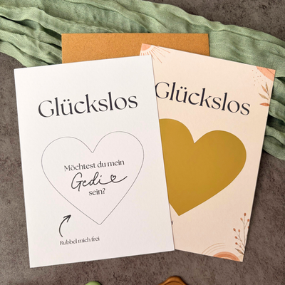 Rubbelkarte „Willst du mein Gedi sein?“ mit goldenem Rubbelherz