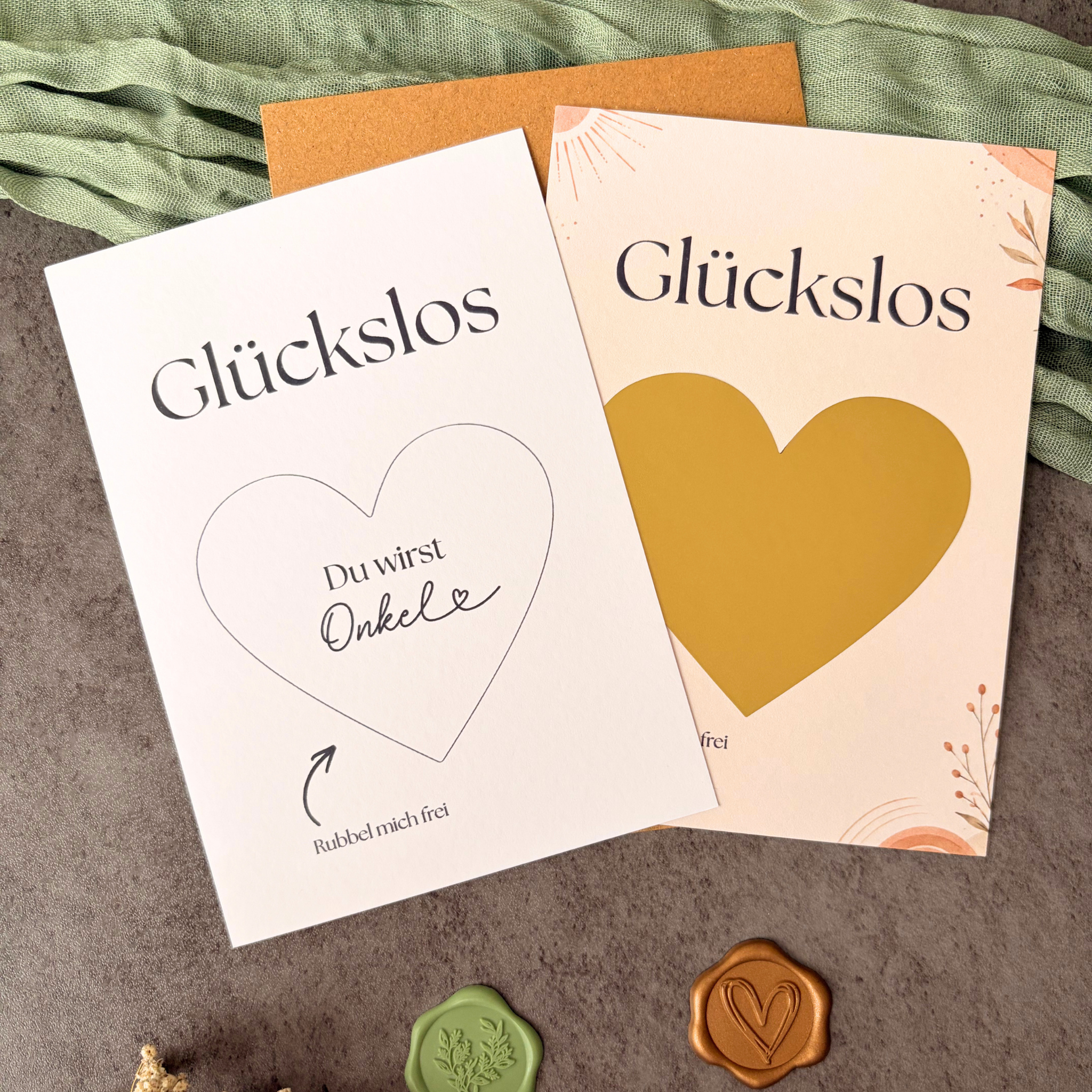 Rubbelkarte „Du wirst Onkel“ mit goldenem Rubbelherz