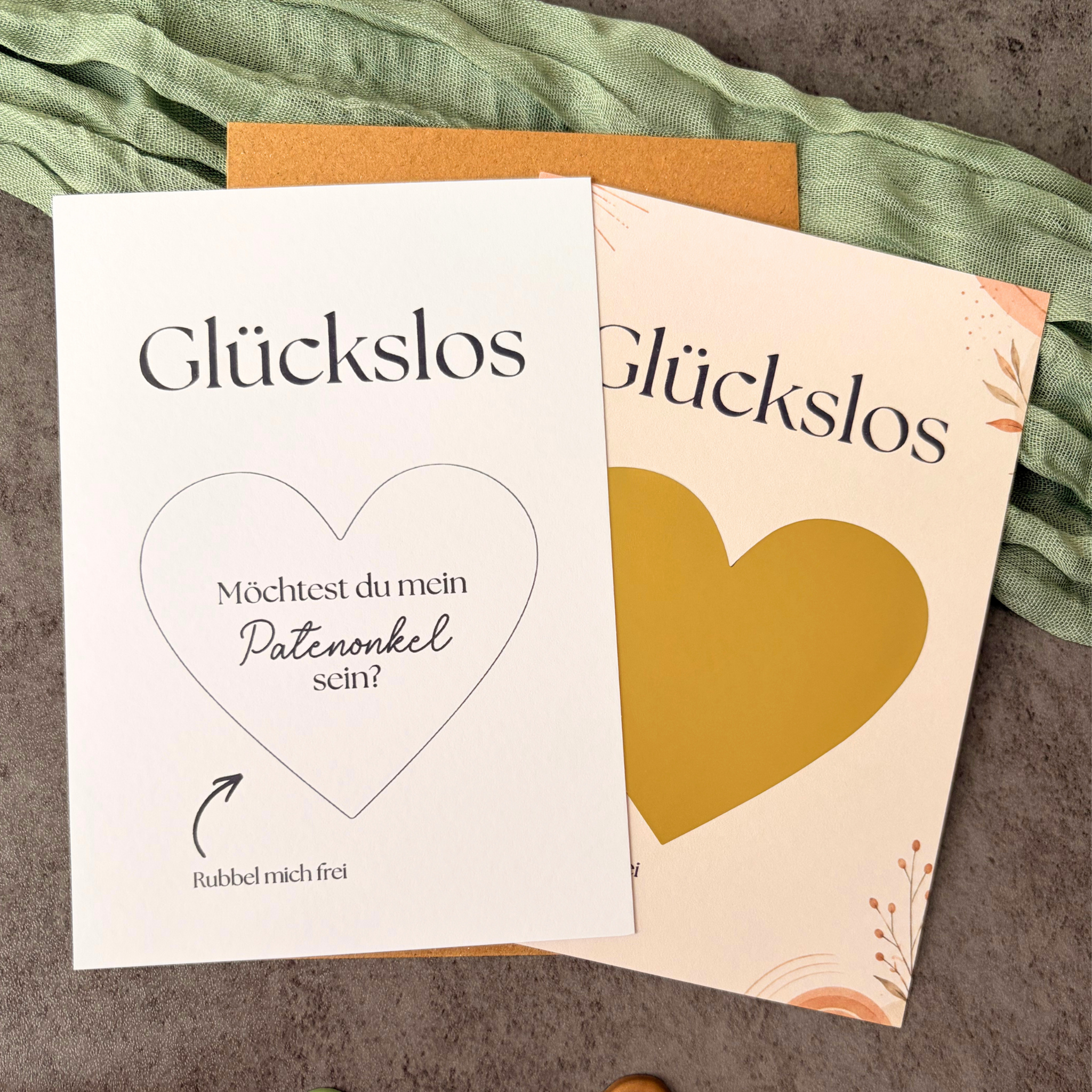Rubbelkarte „Willst du mein Patenonkel sein?“ mit goldenem Rubbelherz
