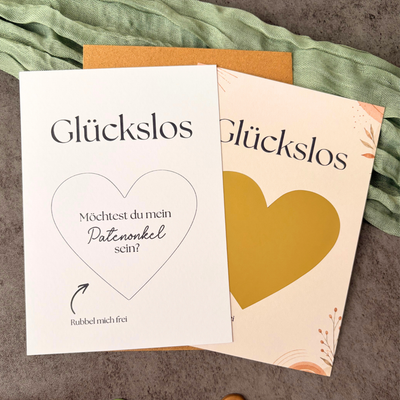 Rubbelkarte „Willst du mein Patenonkel sein?“ mit goldenem Rubbelherz
