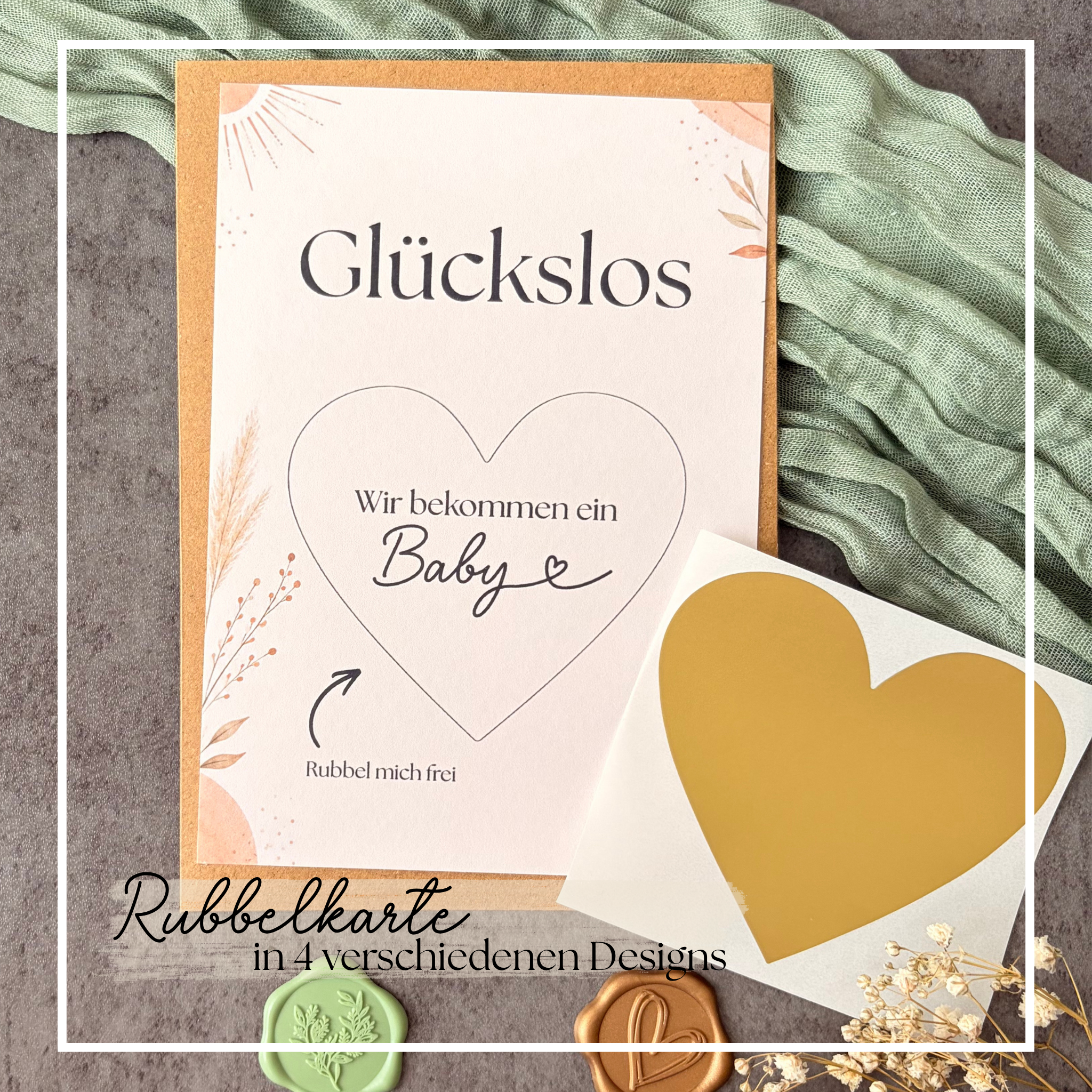 Rubbelkarte Glückslos „Wir bekommen ein Baby“ - Schwangerschaft verkünden
