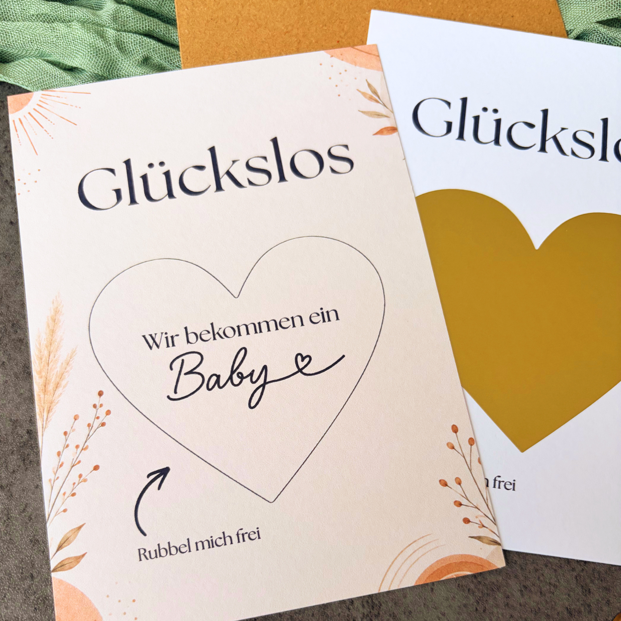 Rubbelkarte Glückslos „Wir bekommen ein Baby“ - Schwangerschaft verkünden