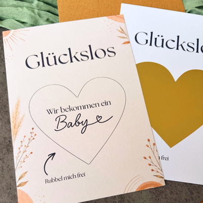 Rubbelkarte Glückslos „Wir bekommen ein Baby“ - Schwangerschaft verkünden
