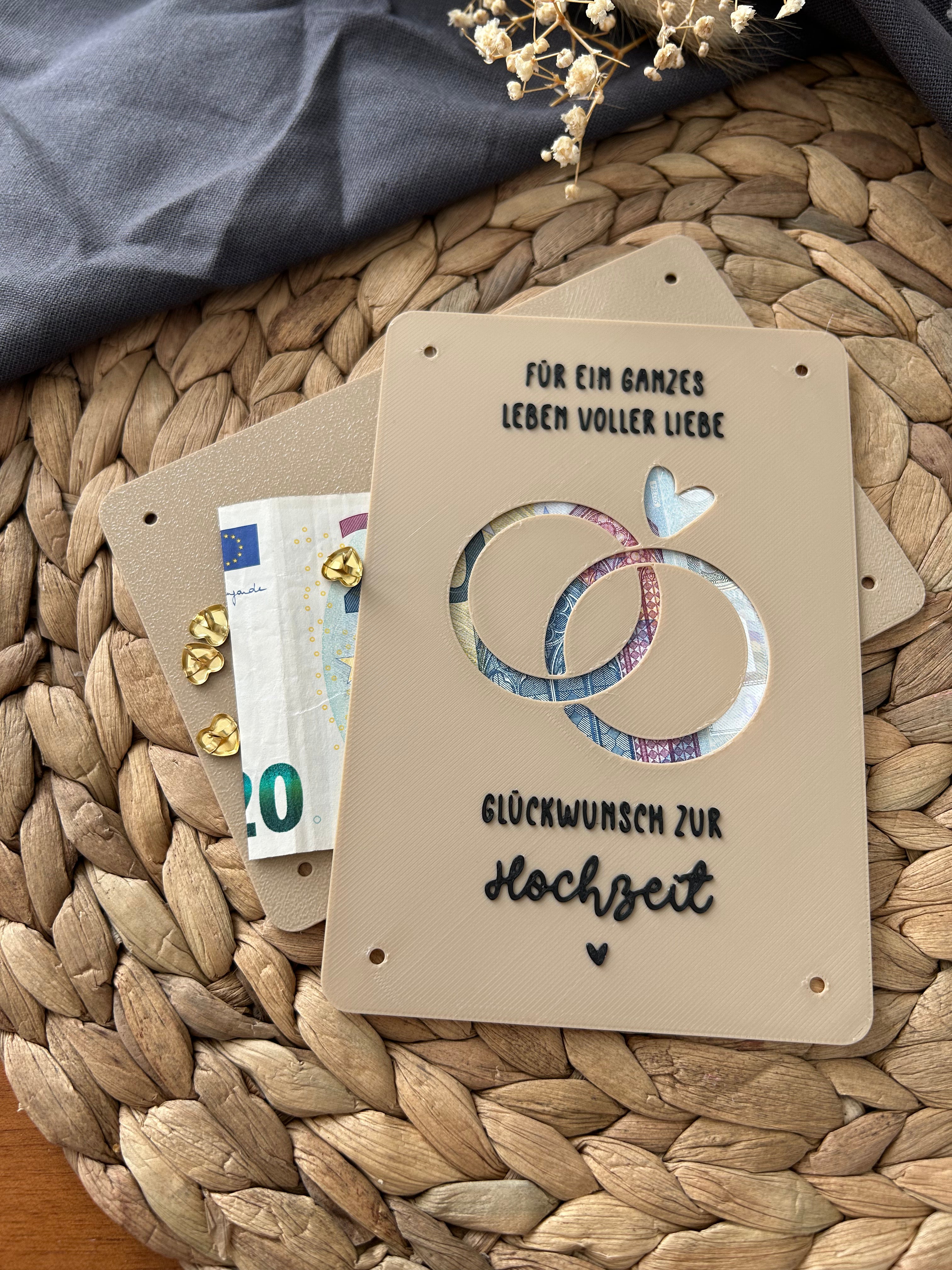 Geldgeschenk Hochzeit - Geldgeschenkkarte für das Brautpaar - Kreative Geschenkidee zur Hochzeit Ringe