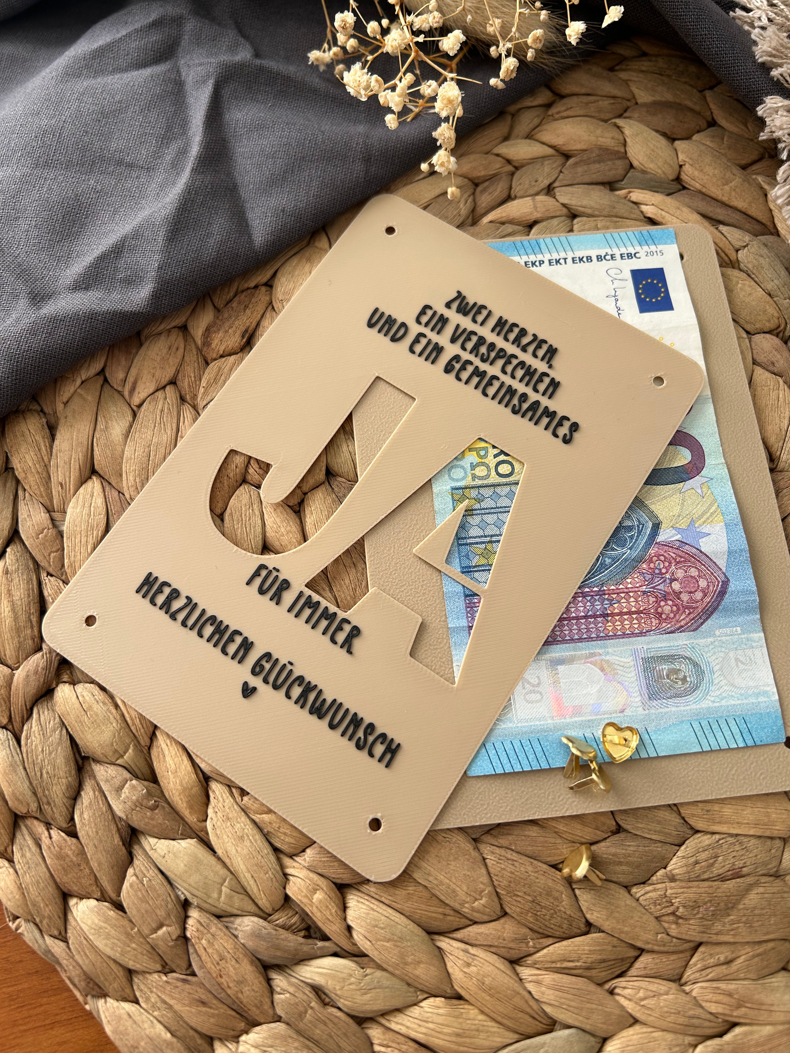 Geldgeschenk Hochzeit - Geldgeschenkkarte für das Brautpaar - Kreative Geschenkidee zur Hochzeit JA