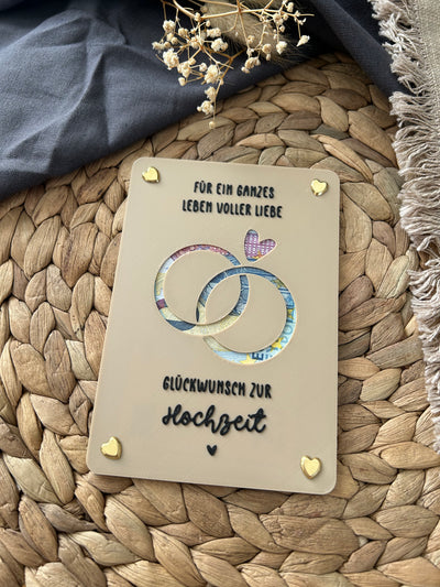 Geldgeschenk Hochzeit - Geldgeschenkkarte für das Brautpaar - Kreative Geschenkidee zur Hochzeit Ringe