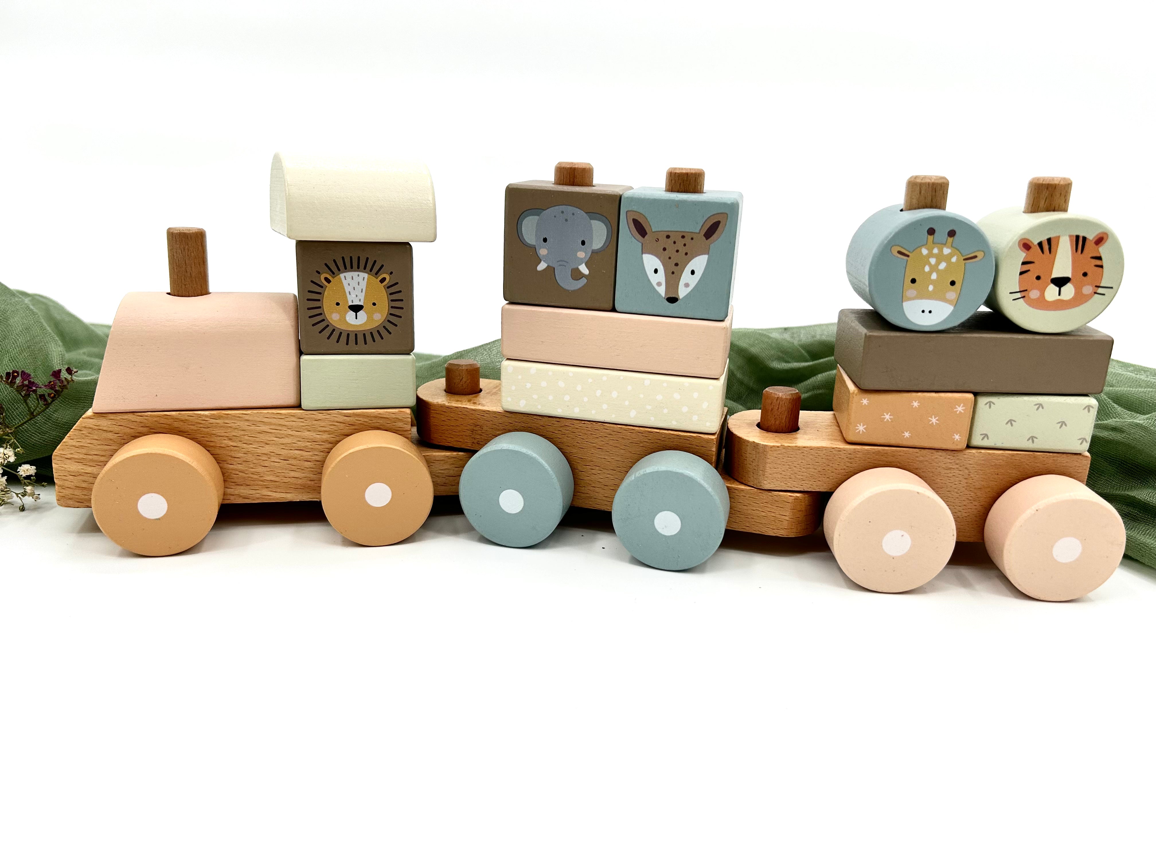 Birth Train Zoo Pink | Baby/Children's Wooden Train