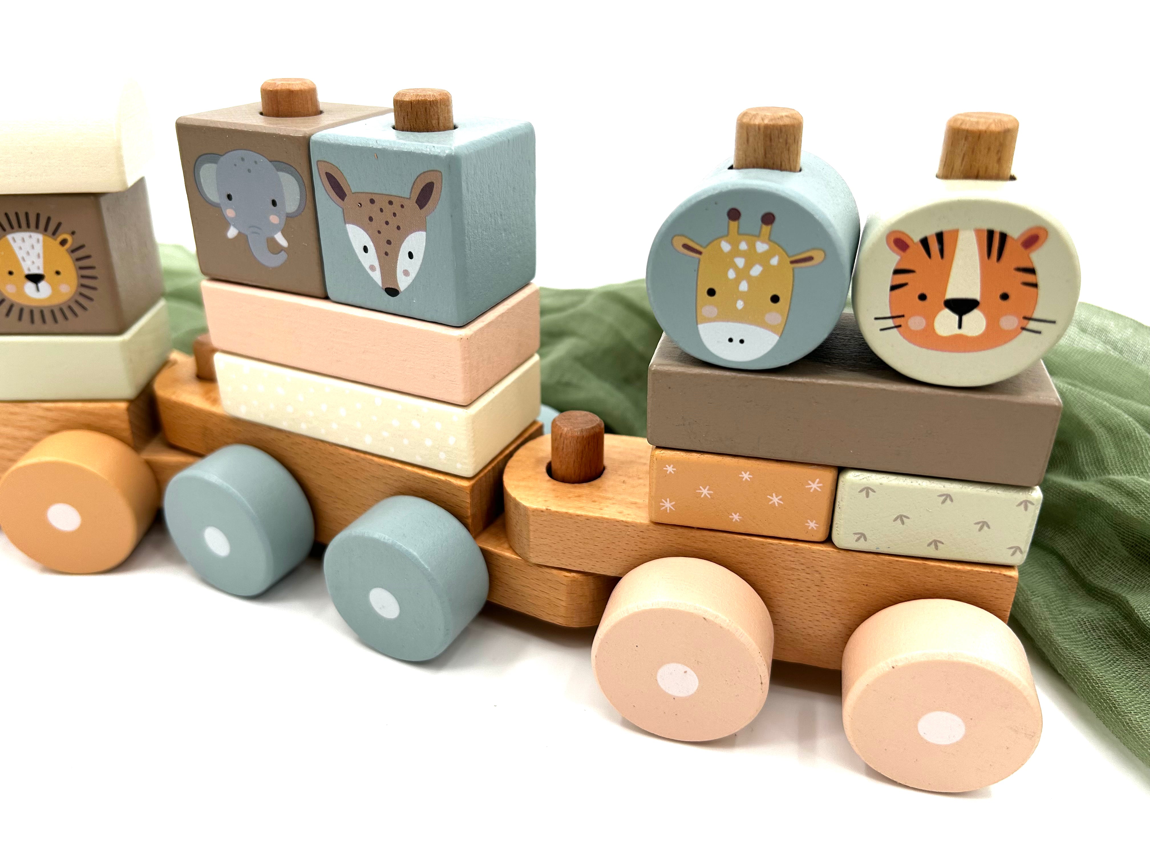 Birth Train Zoo Pink | Baby/Children's Wooden Train