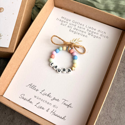 Geschenkbox zur Taufe mit Perlenarmband - Löwe - Detailansicht 1