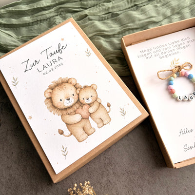 Geschenkbox zur Taufe mit Perlenarmband - Löwe - Detailansicht 6