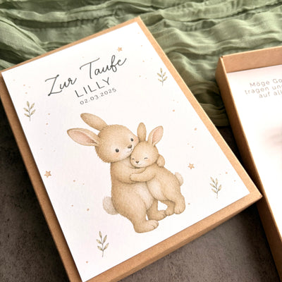 Geschenkbox zur Taufe mit Perlenarmband - Hase - Detailansicht 3