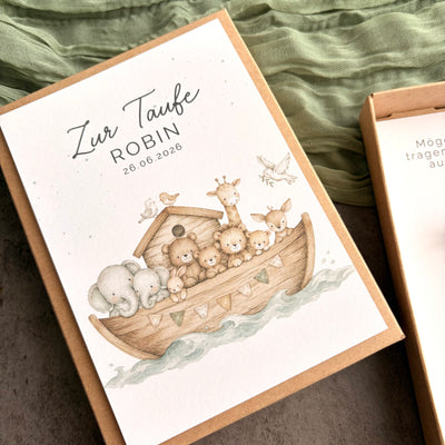 Geschenkbox zur Taufe mit Perlenarmband - Arche Noah - Detailansicht 4