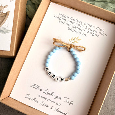 Geschenkbox zur Taufe mit Perlenarmband - Arche Noah - Detailansicht 6