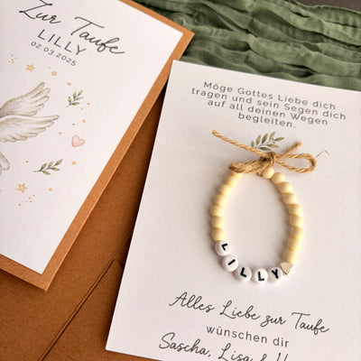 Taufgeschenk mit Perlenarmband im Pocketfold - Taube - Detailansicht 7