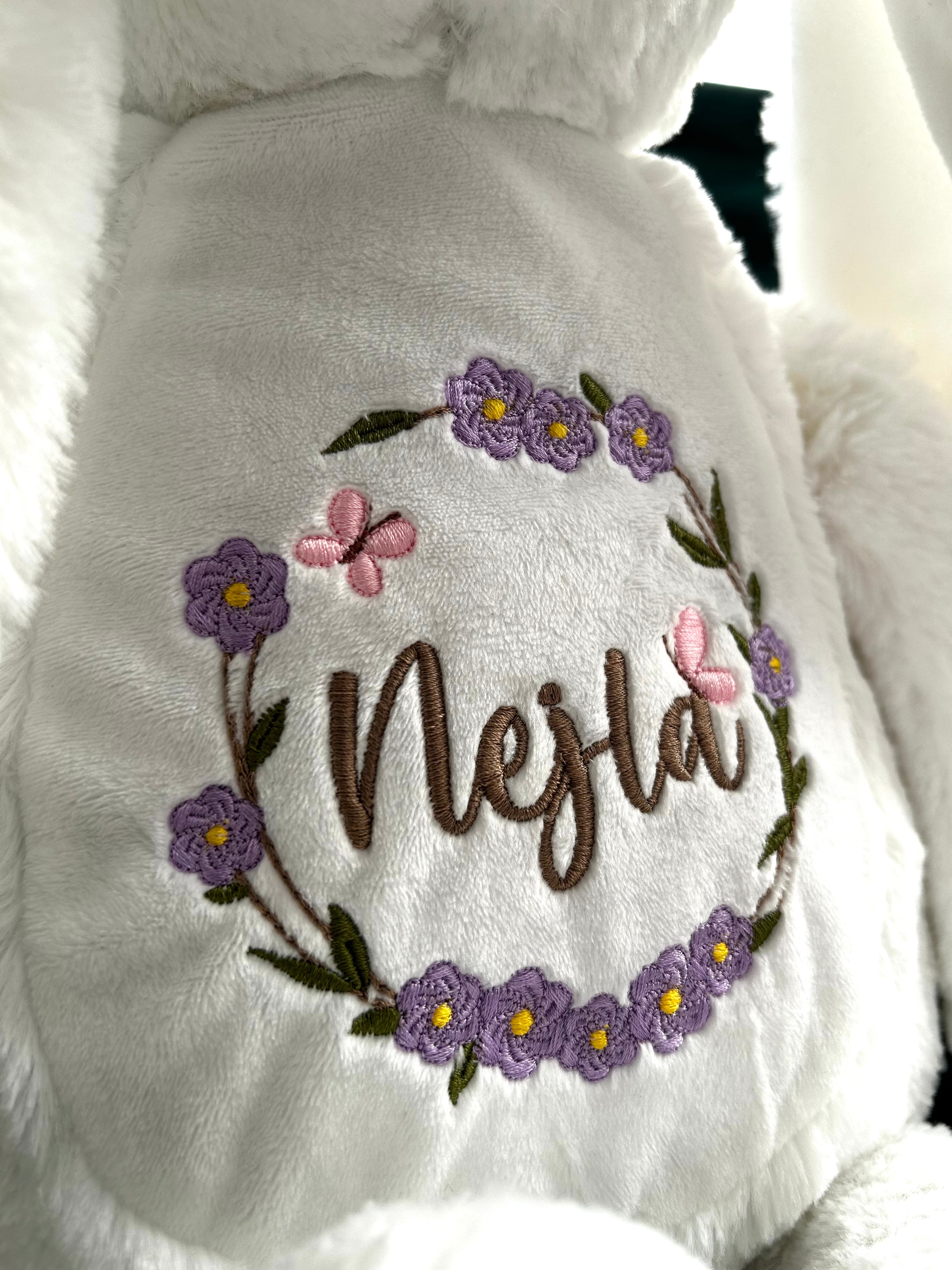 Cuddly toys with birth dates flowers 