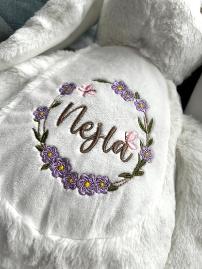 Cuddly toys with birth dates flowers 