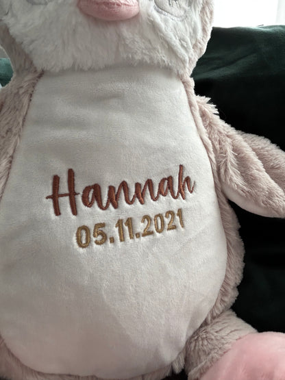 cuddly toys with name and date of birth 