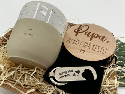 Geschenkset Mama Papa Oma Opa | Personalisiertes Geschenk | Becher, Schlüsselanhänger | Weihnachten, Geburtstag |SET1