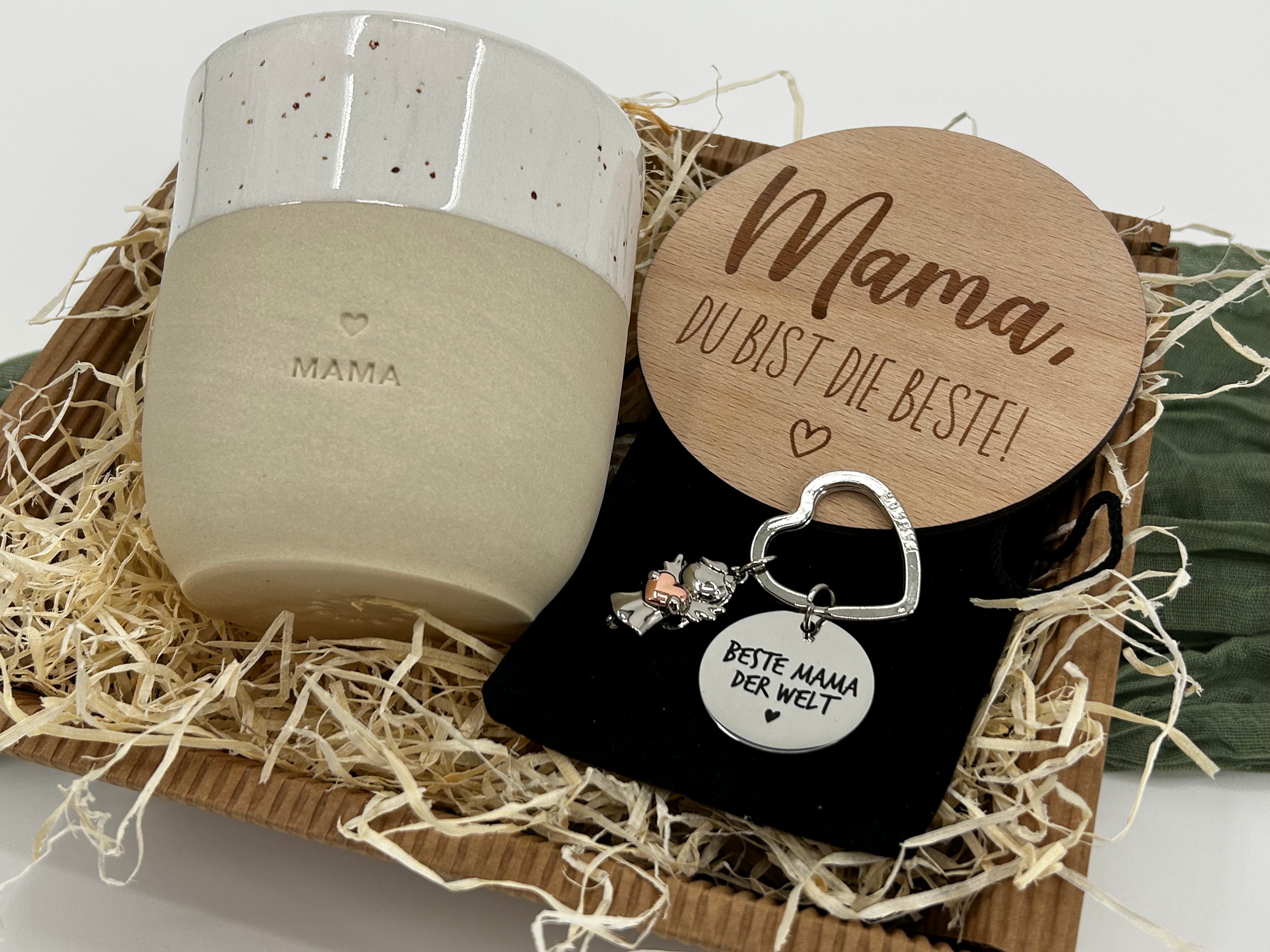 Geschenkset Mama Papa Oma Opa | Personalisiertes Geschenk | Becher, Schlüsselanhänger | Weihnachten, Geburtstag |SET1