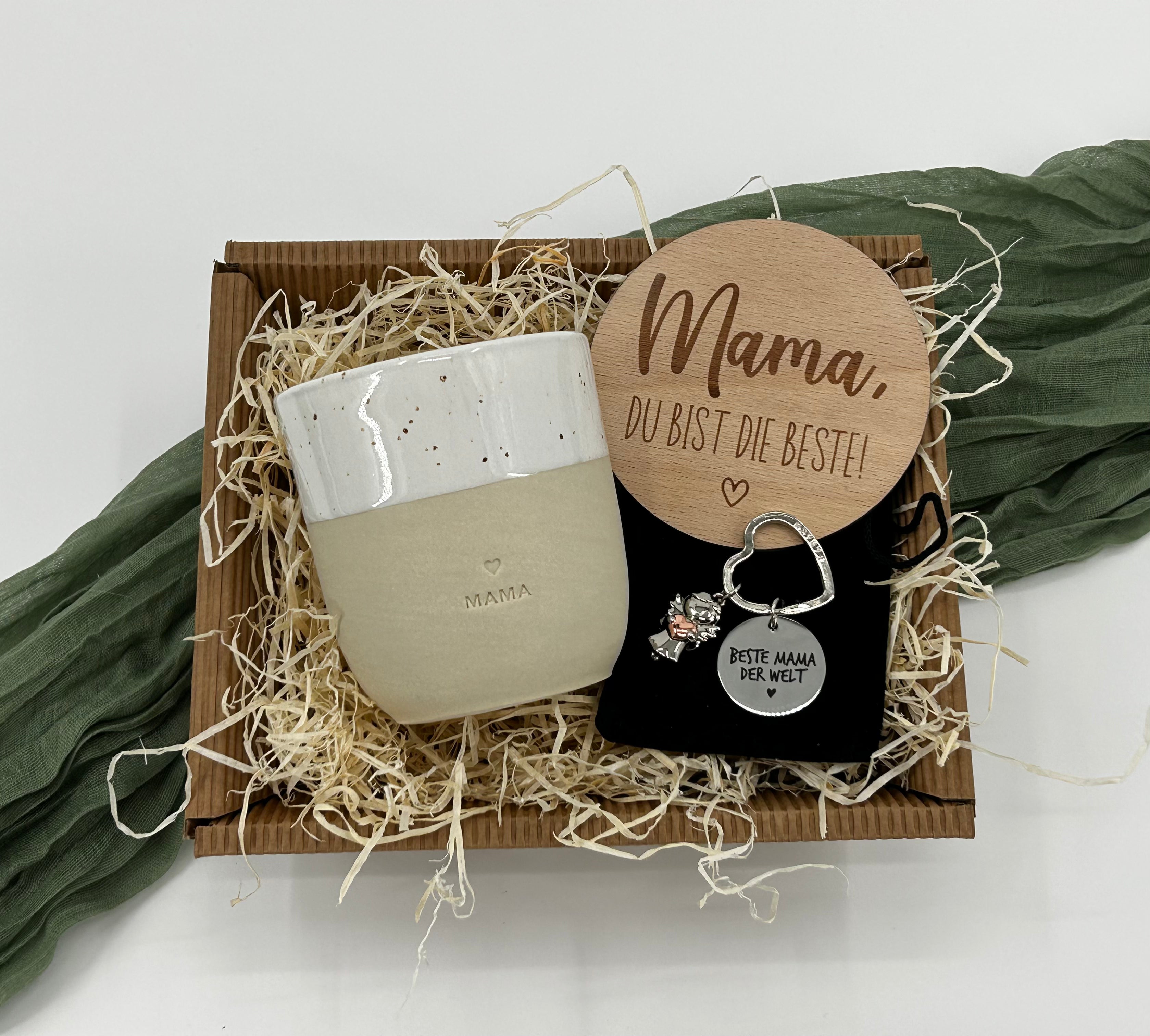 Geschenkset Mama Papa Oma Opa | Personalisiertes Geschenk | Becher, Schlüsselanhänger | Weihnachten, Geburtstag |SET1